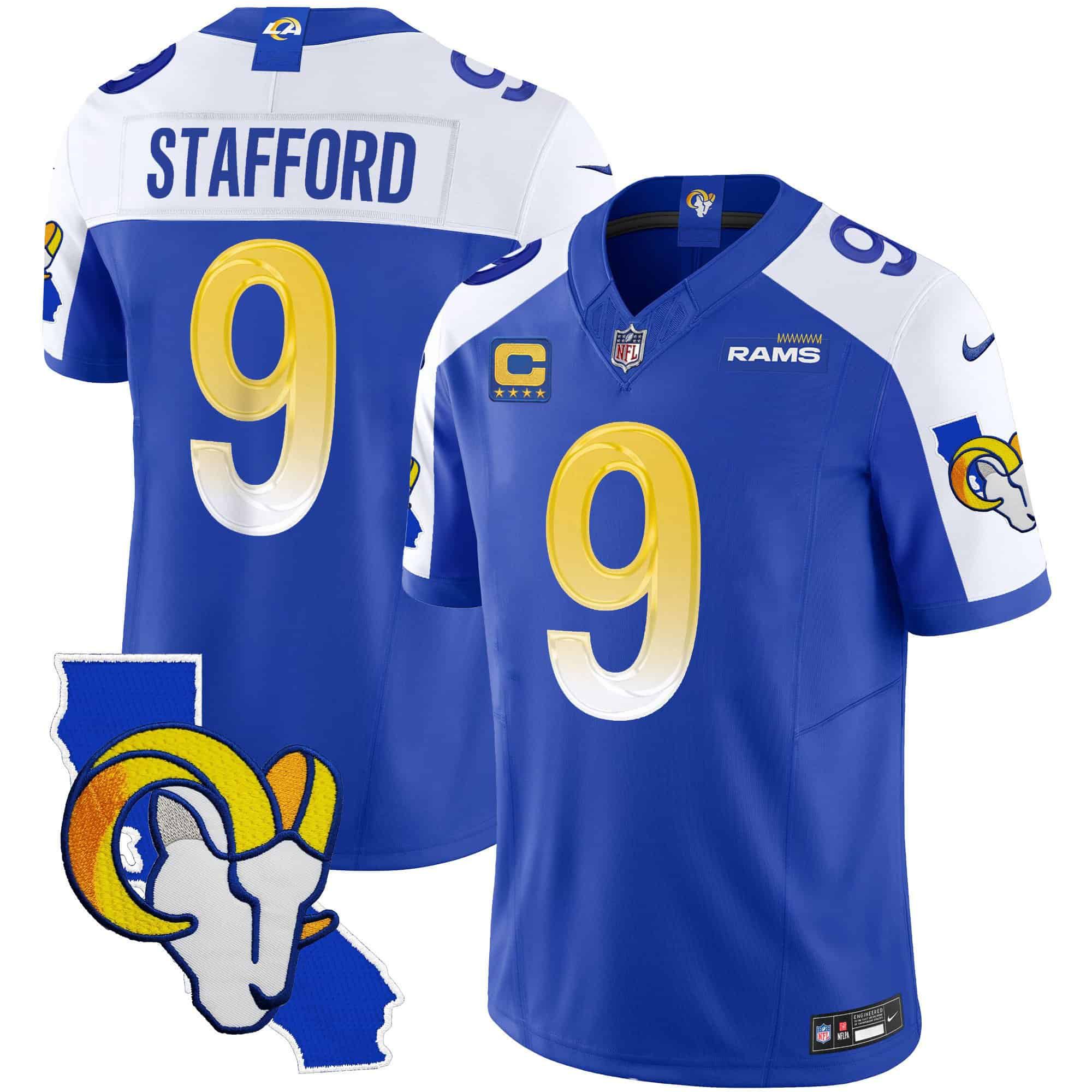 Men Los Angeles Rams #9 Stafford Blue 2024 Nike California Patch Vapor Limited NFL Jersey->indianapolis colts->NFL Jersey